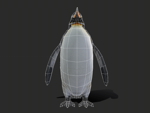 King Penguin Low Poly Animated 3D Модель