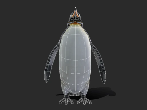 King Penguin Low Poly Animated 3D Model