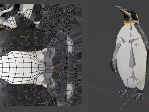 King Penguin Low Poly Animated 3D Model