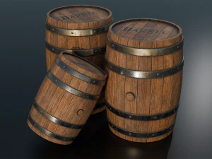 Wooden Barrel 3D Model