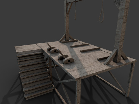 Platform kayu tiang gantungan Model 3D