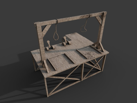 Platform kayu tiang gantungan Model 3D