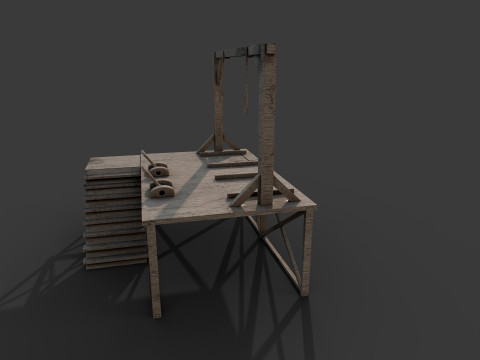 Platform kayu tiang gantungan Model 3D