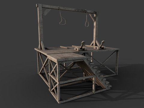 Platform kayu tiang gantungan Model 3D