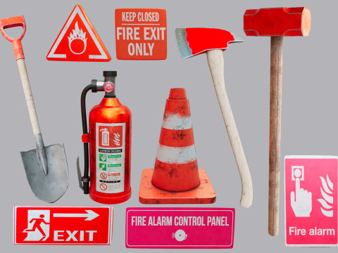Fire equipment set Modelo 3D