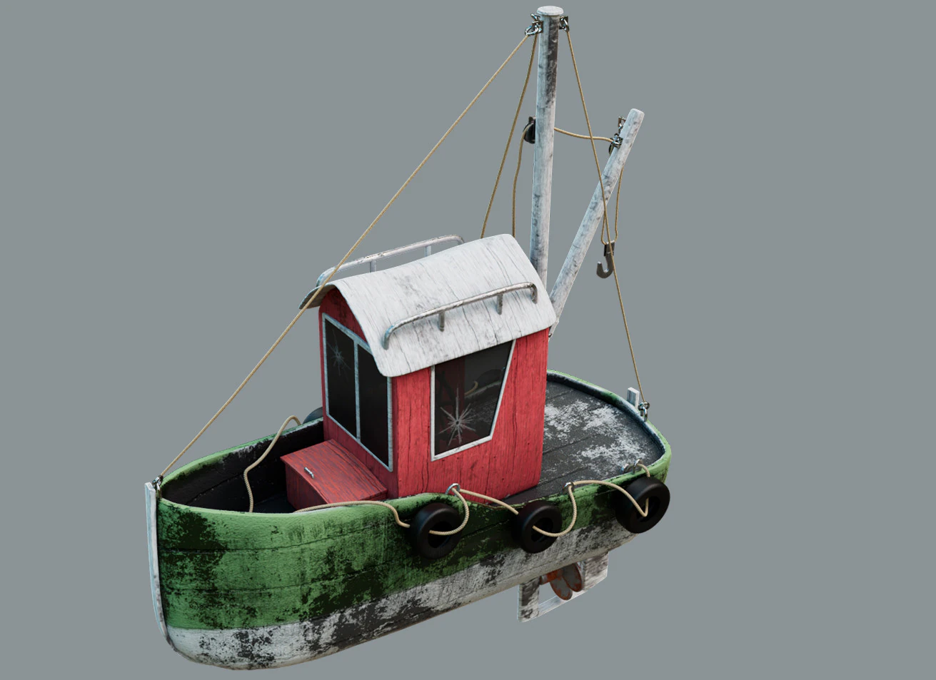 Tug boat 3D Model .c4d .max .obj .3ds .fbx .stl .blend 