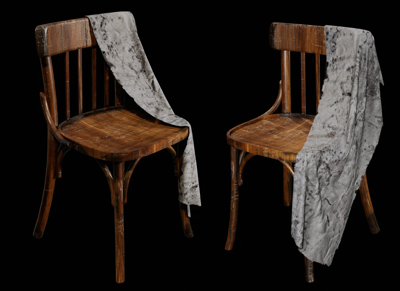 Old Western Chair 3D Model .c4d .max .obj .3ds .fbx .stl .blend