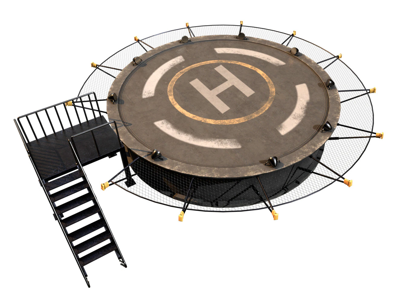 Helipad Circular Platform 3D Model .c4d .max .obj .3ds .fbx .stl .blend 