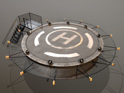 Helipad Circular Platform Model 3D