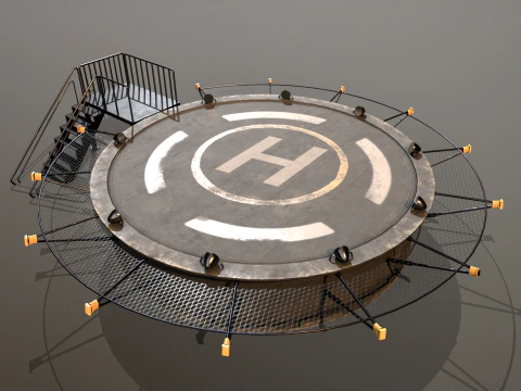 Helipad Circular Platform 3D Model