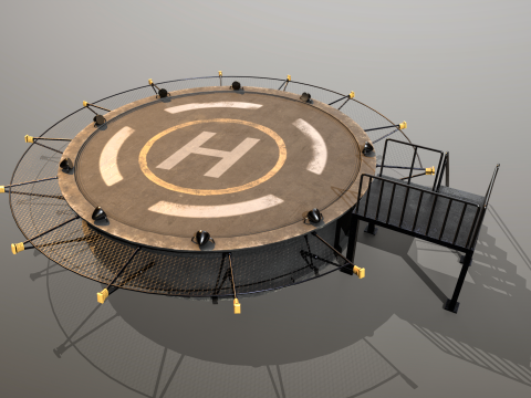Helipad Circular Platform Model 3D
