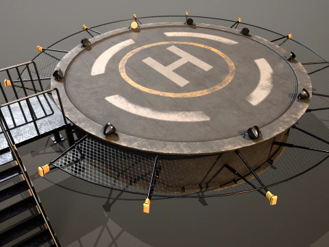 Helipad Circular Platform 3D Model