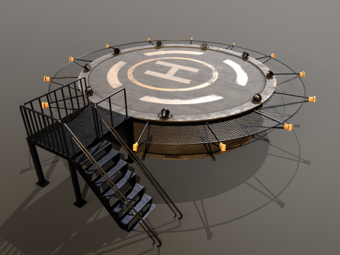 Helipad Circular Platform Model 3D