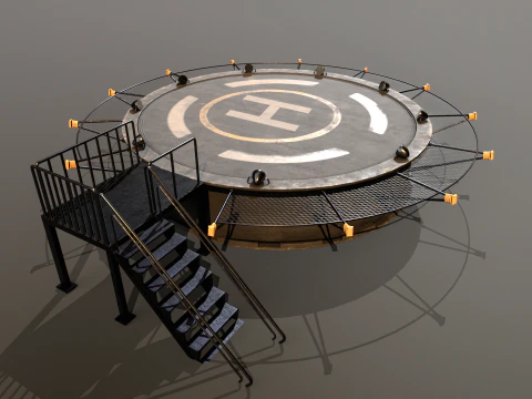 Helipad Circular Platform 3D Model