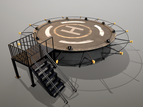 Helipad Circular Platform Model 3D