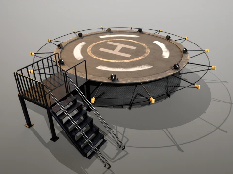Helipad Circular Platform 3D Model