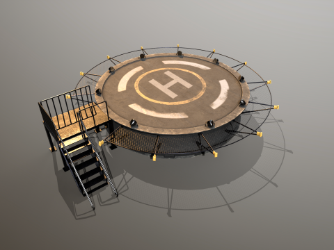 Helipad Circular Platform Model 3D