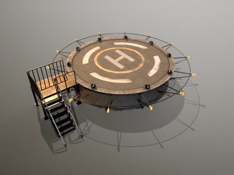 Helipad Circular Platform 3D Model
