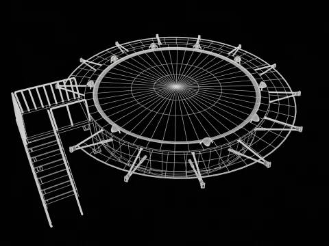 Helipad Circular Platform 3D Model