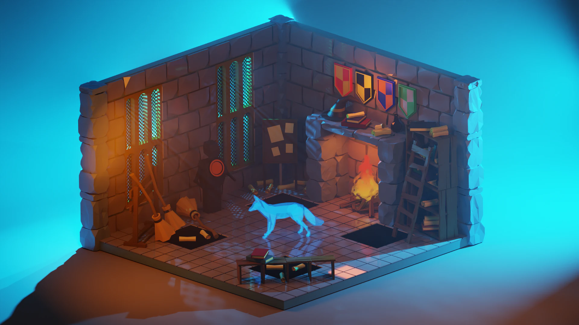 Secret Room Harry Potter 3D Model .c4d .max .obj .3ds .fbx .stl .blend 