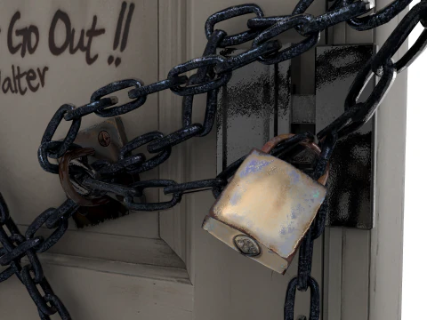 Zincirli Silent Hill 4 Oda Oyunu Kapı Kopyası 3D Model