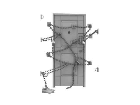 Zincirli Silent Hill 4 Oda Oyunu Kapı Kopyası 3D Model