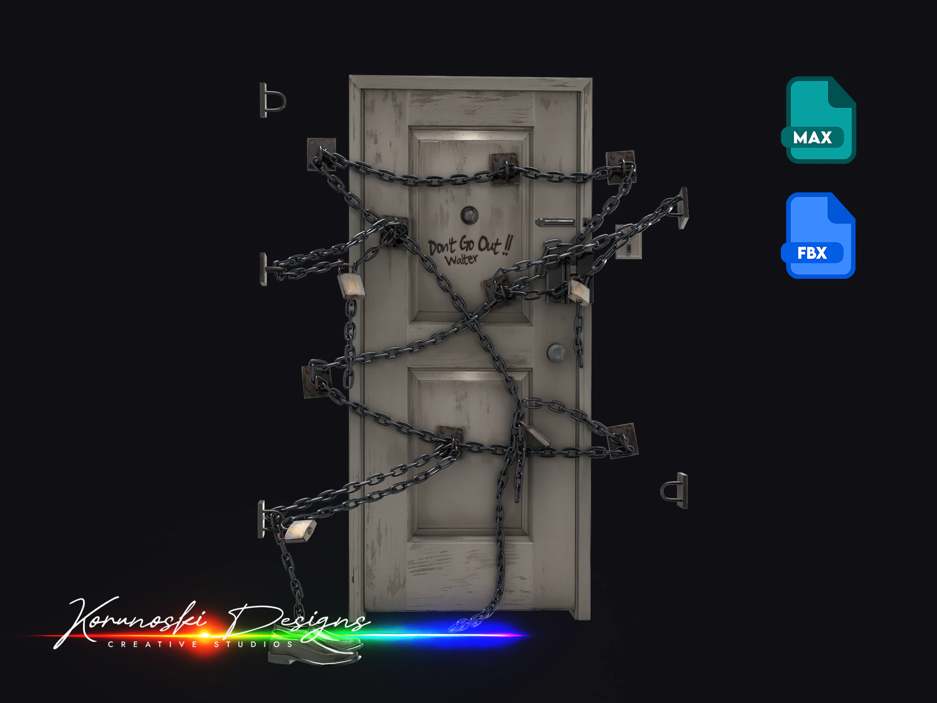 Zincirli Silent Hill 4 Oda Oyunu Kapı Kopyası 3D Model .c4d .max .obj .3ds .fbx .stl .blend 