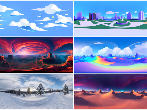 Skybox MEGA 100 Pack hdr hdri Skies sky Cartoon Stylize Landscape Clouds Panorama Unity Unreal CG Textures