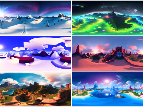Skybox MEGA 100 Pack hdr hdri Skies sky Cartoon Stylize Landscape Clouds Panorama Unity Unreal CG Textures