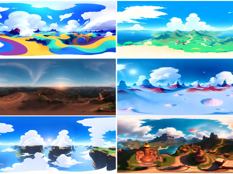 Skybox MEGA 100 Pack hdr hdri Skies sky Cartoon Stylize Landscape Clouds Panorama Unity Unreal CG Textures