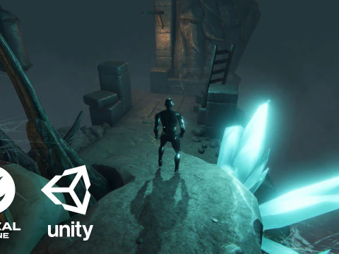 Grottenomgeving voor Dungeon Top-Down Unity3D Unreal Engine 3D Model
