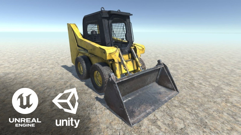 Work Machine Excavator bulldozer Low-poly Unreal Engine 3D Model .c4d .max .obj .3ds .fbx .stl .blend 