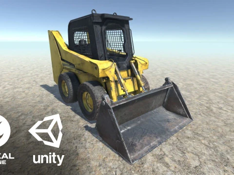 Machine de travail Excavatrice bulldozer Low-poly Unreal Engine Modèle 3D