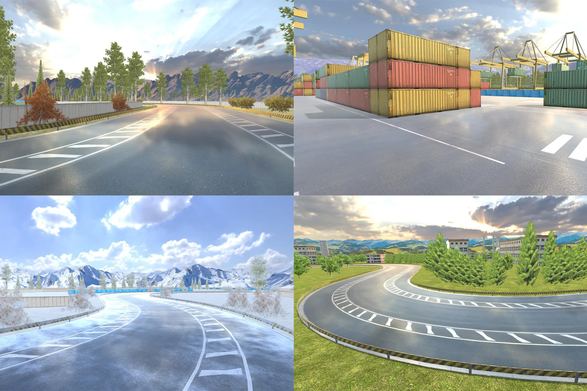 Racing Road Track Pack Modular Mobile Ready For Unity3D 4 Map 3D Model .c4d .max .obj .3ds .fbx .stl .blend 