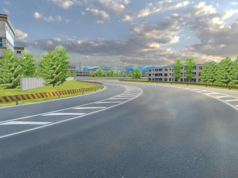 Racing Road Track Pack Modular Mobile Ready For Unity3D 4 Map 3D Model