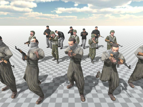 Soldier Terrorist Enemy Animated Fps 3 Different Character Mobile Ready Unity Modèle 3D