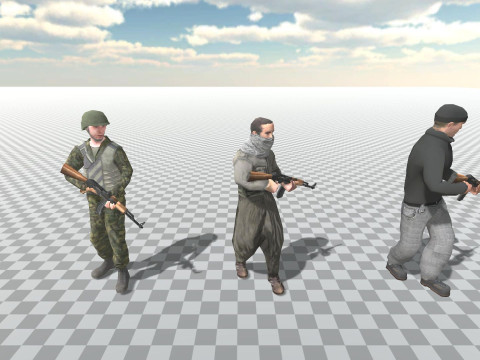 Soldier Terrorist Enemy Animated Fps 3 Different Character Mobile Ready Unity Modèle 3D