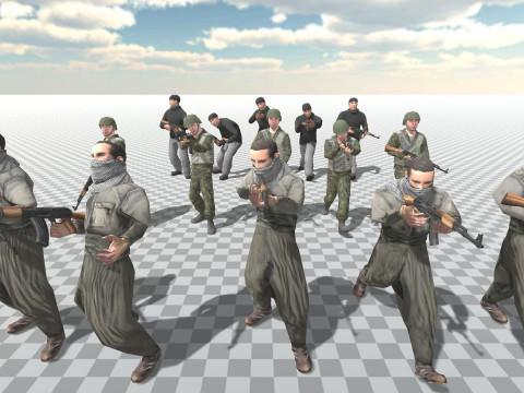 Soldier Terrorist Enemy Animated Fps 3 Different Character Mobile Ready Unity Modèle 3D