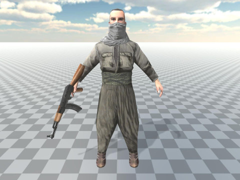 Soldier Terrorist Enemy Animated Fps 3 Different Character Mobile Ready Unity Modèle 3D