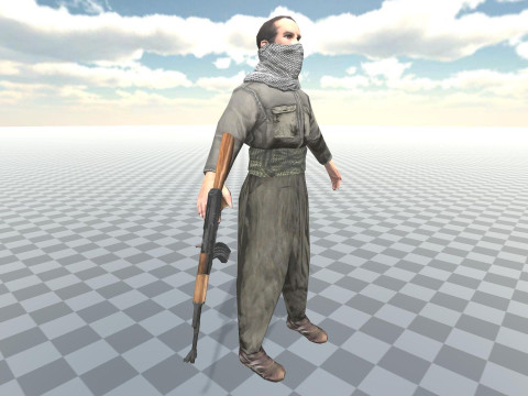Soldier Terrorist Enemy Animated Fps 3 Different Character Mobile Ready Unity Modèle 3D