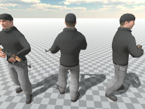Soldier Terrorist Enemy Animated Fps 3 Different Character Mobile Ready Unity Modèle 3D