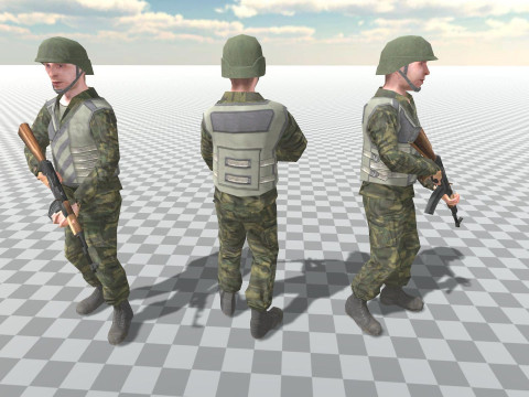 Soldier Terrorist Enemy Animated Fps 3 Different Character Mobile Ready Unity Modèle 3D