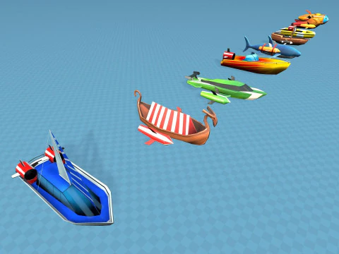 Boats and Ships Pack Stylized Cartoon Mobile Friendly Unity 3D Model
