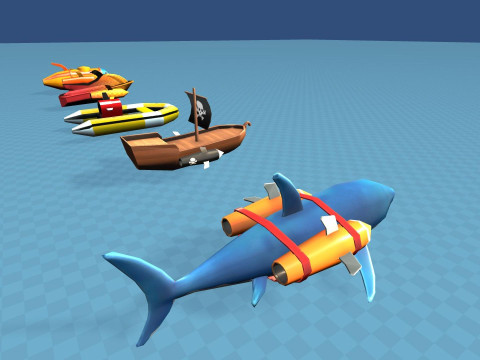 Boats and Ships Pack Stylized Cartoon Mobile Friendly Unity Model 3D