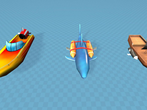 Boats and Ships Pack Stylized Cartoon Mobile Friendly Unity Model 3D