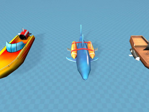 Boats and Ships Pack Stylized Cartoon Mobile Friendly Unity 3D Model