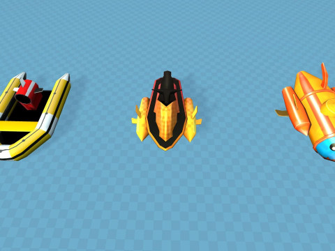 Boats and Ships Pack Stylized Cartoon Mobile Friendly Unity Model 3D