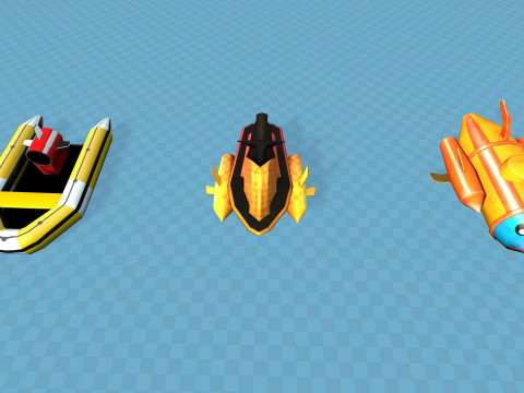 Boats and Ships Pack Stylized Cartoon Mobile Friendly Unity Model 3D