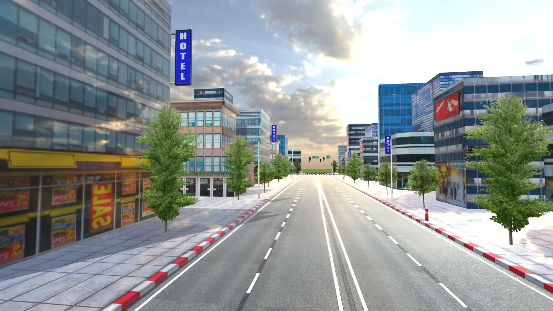 City Buildings Skyline Racing Track Road Modular Mobile Ready 3D Model .c4d .max .obj .3ds .fbx .stl .blend