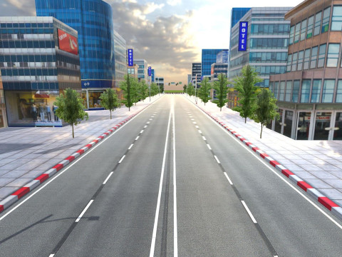City Buildings Skyline Racing Track Road Modular Mobile Ready Model 3D
